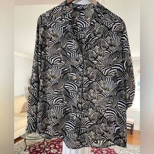 Alfani women’s long adjustable sleeves black and white zebra print size 12